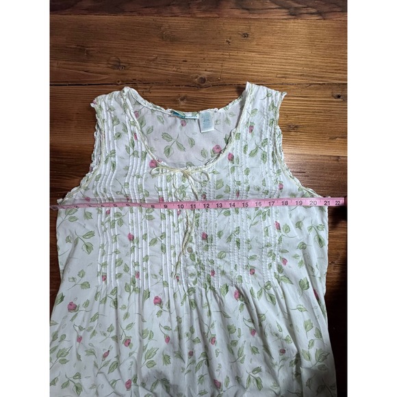 La Cera Cotton Floral Nightgown Robe Set Med White Cottagecore Prairie Pintuck - Picture 8 of 13